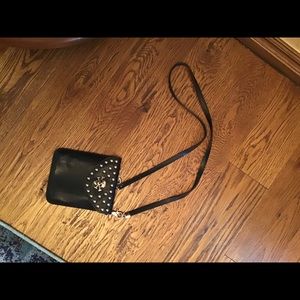 Crossbody skull purse handbag black silver